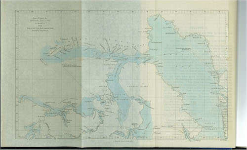 Carte d’une région arctique, 1845.