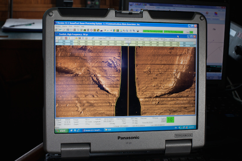 SonarPro Towfish Display Showing Topographic Relief on Seabed