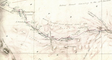 [ Palmer Map, Central Detail, Lt. H.S. Palmer, drawn by J. Turnball, British Columbia Surveyor General's Branch Vault, Roads and Trails Drawer ]