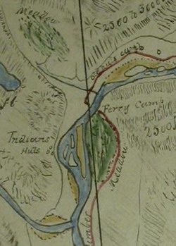[ Waddington Map, Ferry Detail, Copy of Original Map, Alfred Waddington, British Columbia Surveyor General Branch Vault, Original Maps, 47 TY1 ]